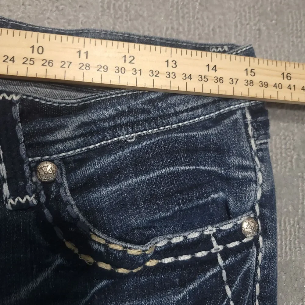 LA Idol USA Jeans Womens Juniors Size 13 Stretch Flare Bootcut Mid Rise Blue